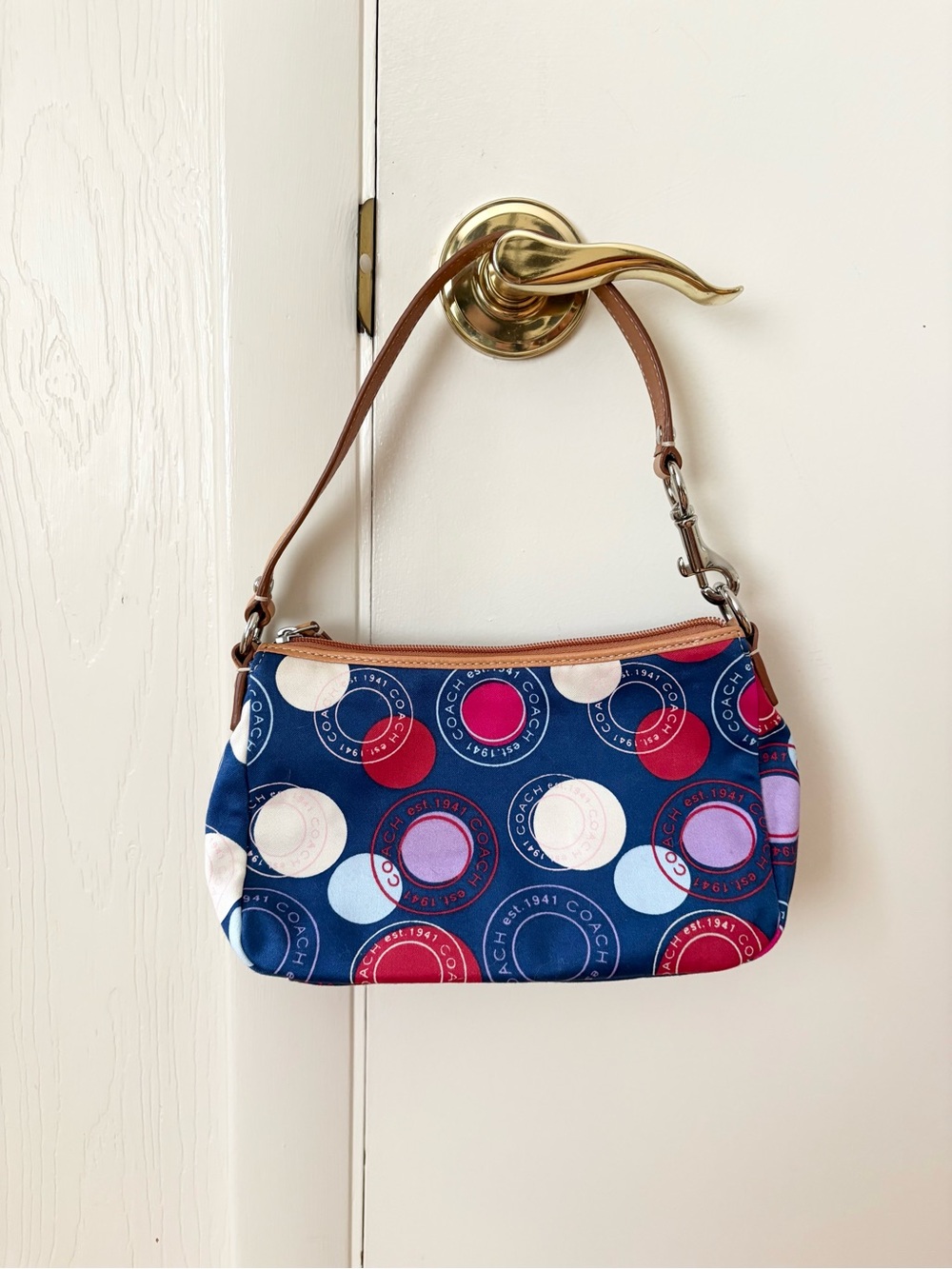 Coach Leah polka dot red white blue y2k shoulder bag purse
